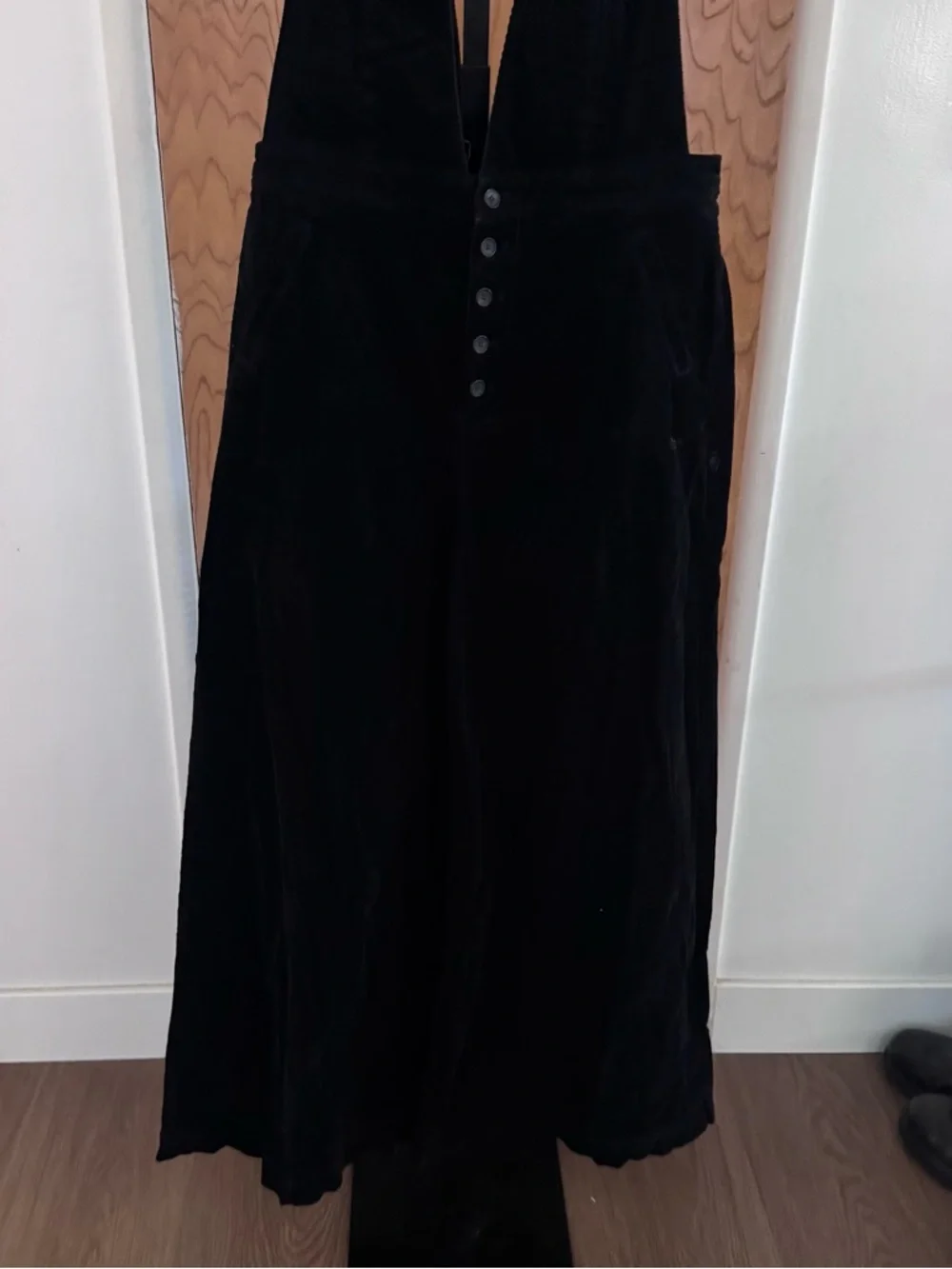 Free people Black corduroy overall with Button Front wide legs size 26